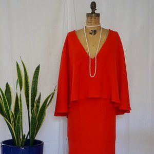 Orange Cape Maxi Boho Evening Gown